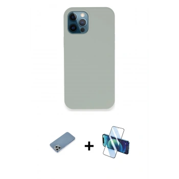 MARSİLYAN™- iPhone 12 Pro Kılıf Zirve Modern Özel Seri - Siyah 3D Antistatik Seramik Nano Ekran Koruyucu + Shine Kamera Lens Koruma Cam - GS
