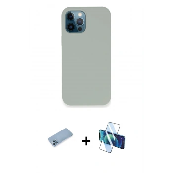 MARSİLYAN™- iPhone 12 Pro Kılıf Zirve Modern Özel Seri - Siyah 3D Antistatik Seramik Nano Ekran Koruyucu + Shine Kamera Lens Koruma Cam - MI