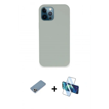 MARSİLYAN™- iPhone 12 Pro Kılıf Zirve Modern Özel Seri - Siyah 3D Antistatik Seramik Nano Ekran Koruyucu + Shine Kamera Lens Koruma Cam - GI