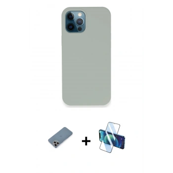 MARSİLYAN™- iPhone 12 Pro Kılıf Zirve Modern Özel Seri - Siyah 3D Antistatik Seramik Nano Ekran Koruyucu + Metal Kamera Lens Koruma Cam - MR