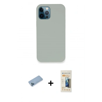 MARSİLYAN™- iPhone 12 Pro Kılıf Zirve Modern Özel Seri - Siyah 6D Mat Seramik Hayalet Nano Ekran Koruyucu + Shine Kamera Lens Koruma Cam - MI