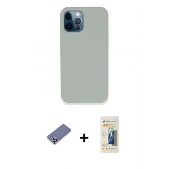 MARSİLYAN™- iPhone 12 Pro Kılıf Zirve Modern Özel Seri - Siyah 6D Mat Seramik Hayalet Nano Ekran Koruyucu + Metal Kamera Lens Koruma Cam - GD