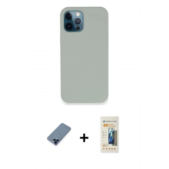 MARSİLYAN™- iPhone 12 Pro Kılıf Zirve Modern Özel Seri - Siyah 6D Mat Seramik Hayalet Nano Ekran Koruyucu + Metal Kamera Lens Koruma Cam - MI