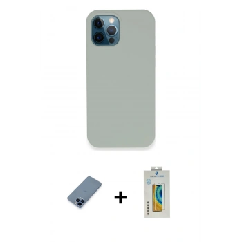 MARSİLYAN™- iPhone 12 Pro Kılıf Zirve Modern Özel Seri - Siyah Polymer Nano Ekran Koruyucu + Metal Kamera Lens Koruma Cam - MI
