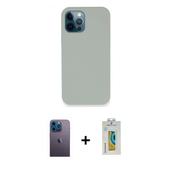 MARSİLYAN™- iPhone 12 Pro Kılıf Zirve Modern Özel Seri - Siyah Polymer Nano Ekran Koruyucu + Neon Fosforlu Kamera Lens - MI