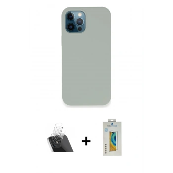 MARSİLYAN™- iPhone 12 Pro Kılıf Zirve Modern Özel Seri - Siyah Polymer Nano Ekran Koruyucu + Kamera Lens Koruma Cam - SF