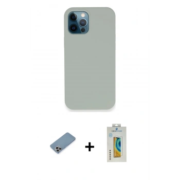 MARSİLYAN™- iPhone 12 Pro Kılıf Zirve Modern Özel Seri - Siyah Polymer Nano Ekran Koruyucu + Shine Kamera Lens Koruma Cam - GI