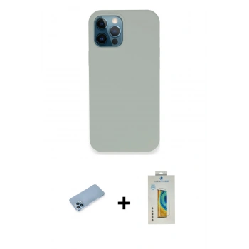MARSİLYAN™- iPhone 12 Pro Kılıf Zirve Modern Özel Seri - Siyah Polymer Nano Ekran Koruyucu + Shine Kamera Lens Koruma Cam - MI