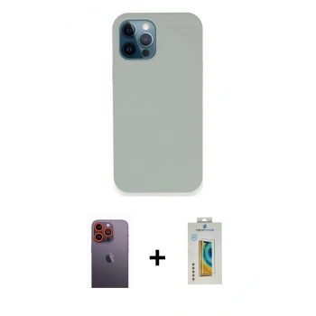 MARSİLYAN™- iPhone 12 Pro Kılıf Zirve Modern Özel Seri - Siyah Polymer Nano Ekran Koruyucu + Neon Fosforlu Kamera Lens - TU