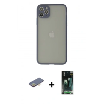 MARSİLYAN™- iPhone 12 Pro Max Kılıf Ahenk Çizgi Serisi - Şeffaf 360 Full Body Arka Koruyucu + Renkli Kamera Lens Koruma Cam - SI