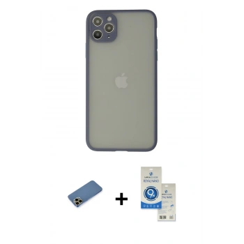 MARSİLYAN™- iPhone 12 Pro Max Kılıf Ahenk Çizgi Serisi - Şeffaf Royal Nano Ekran Koruyucu + Shine Kamera Lens Koruma Cam - GD