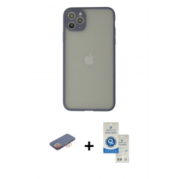 MARSİLYAN™- iPhone 12 Pro Max Kılıf Ahenk Çizgi Serisi - Şeffaf Royal Nano Ekran Koruyucu + Renkli Kamera Lens Koruma Cam - TU