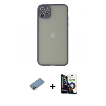 MARSİLYAN™- iPhone 12 Pro Max Kılıf Ahenk Çizgi Serisi - Şeffaf Temperli Cam Ekran Koruyucu + Shine Kamera Lens Koruma Cam - GS