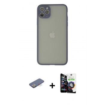 MARSİLYAN™- iPhone 12 Pro Max Kılıf Ahenk Çizgi Serisi - Şeffaf Temperli Cam Ekran Koruyucu + Renkli Kamera Lens Koruma Cam - MI