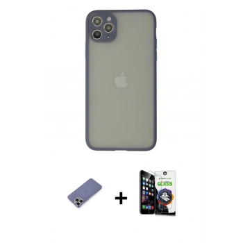 MARSİLYAN™- iPhone 12 Pro Max Kılıf Ahenk Çizgi Serisi - Şeffaf Temperli Cam Ekran Koruyucu + Metal Kamera Lens Koruma Cam - GD