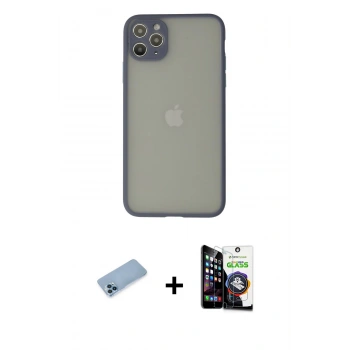 MARSİLYAN™- iPhone 12 Pro Max Kılıf Ahenk Çizgi Serisi - Şeffaf Temperli Cam Ekran Koruyucu + Shine Kamera Lens Koruma Cam - MI