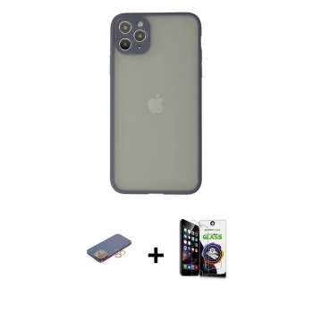 MARSİLYAN™- iPhone 12 Pro Max Kılıf Ahenk Çizgi Serisi - Şeffaf Temperli Cam Ekran Koruyucu + Renkli Kamera Lens Koruma Cam - TU