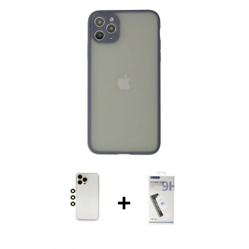 MARSİLYAN™- iPhone 12 Pro Max Kılıf Ahenk Çizgi Serisi - Şeffaf Uv Polymer Nano Ekran Koruyucu + Shine Kamera Lens - GD