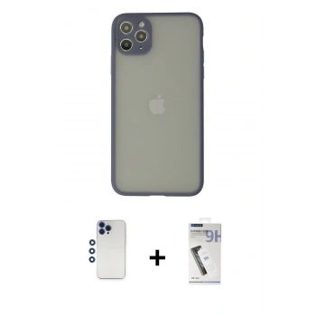MARSİLYAN™- iPhone 12 Pro Max Kılıf Ahenk Çizgi Serisi - Şeffaf Uv Polymer Nano Ekran Koruyucu + Shine Kamera Lens - LT