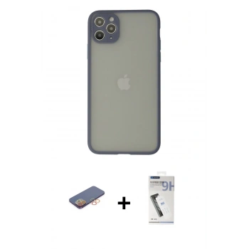 MARSİLYAN™- iPhone 12 Pro Max Kılıf Ahenk Çizgi Serisi - Şeffaf Uv Polymer Nano Ekran Koruyucu + Renkli Kamera Lens Koruma Cam - TU