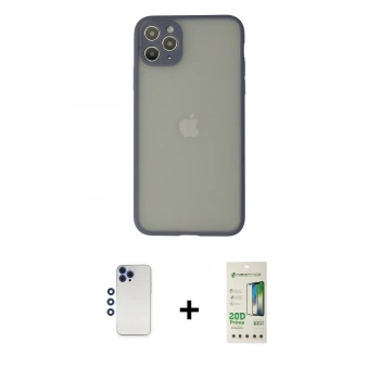 MARSİLYAN™- iPhone 12 Pro Max Kılıf Ahenk Çizgi Serisi - Siyah 20D Premium Cam Ekran Koruyucu + Shine Kamera Lens - LT