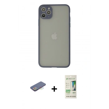 MARSİLYAN™- iPhone 12 Pro Max Kılıf Ahenk Çizgi Serisi - Siyah 20D Premium Cam Ekran Koruyucu + Renkli Kamera Lens Koruma Cam - MI