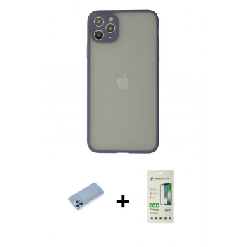 MARSİLYAN™- iPhone 12 Pro Max Kılıf Ahenk Çizgi Serisi - Siyah 20D Premium Cam Ekran Koruyucu + Shine Kamera Lens Koruma Cam - MI