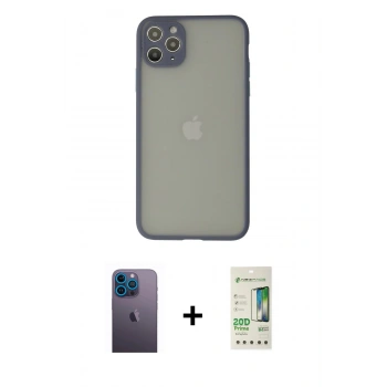 MARSİLYAN™- iPhone 12 Pro Max Kılıf Ahenk Çizgi Serisi - Siyah 20D Premium Cam Ekran Koruyucu + Neon Fosforlu Kamera Lens - MI