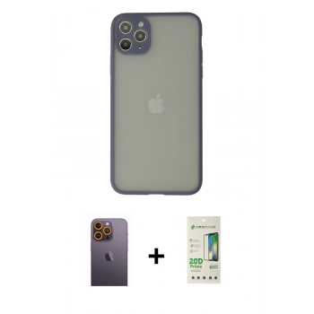 MARSİLYAN™- iPhone 12 Pro Max Kılıf Ahenk Çizgi Serisi - Siyah 20D Premium Cam Ekran Koruyucu + Neon Fosforlu Kamera Lens - SI