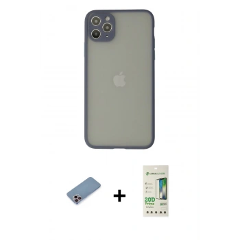 MARSİLYAN™- iPhone 12 Pro Max Kılıf Ahenk Çizgi Serisi - Siyah 20D Premium Cam Ekran Koruyucu + Shine Kamera Lens Koruma Cam - PE