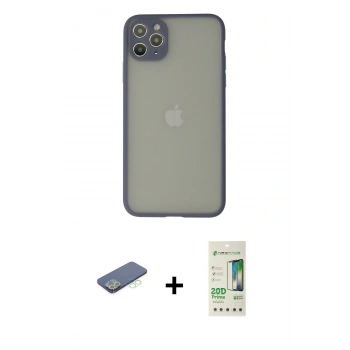 MARSİLYAN™- iPhone 12 Pro Max Kılıf Ahenk Çizgi Serisi - Siyah 20D Premium Cam Ekran Koruyucu + Renkli Kamera Lens Koruma Cam - YL
