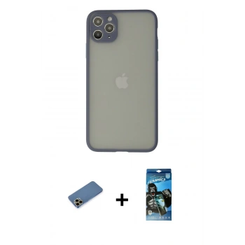 MARSİLYAN™- iPhone 12 Pro Max Kılıf Ahenk Çizgi Serisi - Siyah 34D Izgaralı Cam + Shine Kamera Lens Koruma Cam - GD