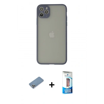 MARSİLYAN™- iPhone 12 Pro Max Kılıf Ahenk Çizgi Serisi - Siyah 5D Eko Cam Ekran Koruyucu + Shine Kamera Lens Koruma Cam - GS