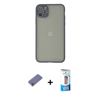 MARSİLYAN™- iPhone 12 Pro Max Kılıf Ahenk Çizgi Serisi - Siyah 5D Eko Cam Ekran Koruyucu + Metal Kamera Lens Koruma Cam - GD