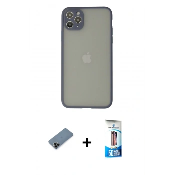 MARSİLYAN™- iPhone 12 Pro Max Kılıf Ahenk Çizgi Serisi - Siyah 5D Eko Cam Ekran Koruyucu + Shine Kamera Lens Koruma Cam - SH