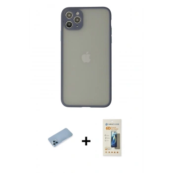 MARSİLYAN™- iPhone 12 Pro Max Kılıf Ahenk Çizgi Serisi - Siyah 6D Mat Seramik Hayalet Nano Ekran Koruyucu + Shine Kamera Lens Koruma Cam - MI