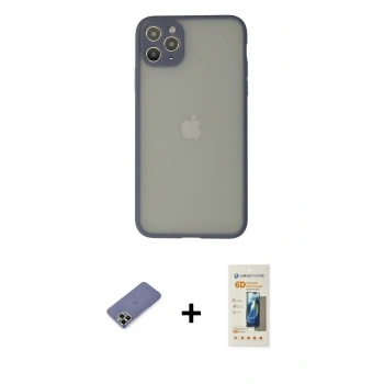 MARSİLYAN™- iPhone 12 Pro Max Kılıf Ahenk Çizgi Serisi - Siyah 6D Mat Seramik Hayalet Nano Ekran Koruyucu + Metal Kamera Lens Koruma Cam - GD