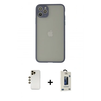 MARSİLYAN™- iPhone 12 Pro Max Kılıf Ahenk Çizgi Serisi - Siyah Bilvis Hayalet Cam Ekran Koruyucu + Shine Kamera Lens - GD