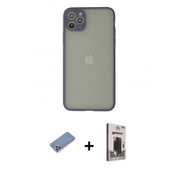 MARSİLYAN™- iPhone 12 Pro Max Kılıf Ahenk Çizgi Serisi - Siyah Bilvis Hayalet Cam Ekran Koruyucu + Shine Kamera Lens Koruma Cam - GS