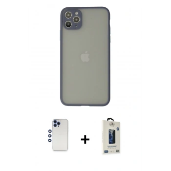 MARSİLYAN™- iPhone 12 Pro Max Kılıf Ahenk Çizgi Serisi - Siyah Bilvis Hayalet Cam Ekran Koruyucu + Shine Kamera Lens - LT