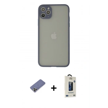 MARSİLYAN™- iPhone 12 Pro Max Kılıf Ahenk Çizgi Serisi - Siyah Bilvis Hayalet Cam Ekran Koruyucu + Metal Kamera Lens Koruma Cam - GD