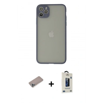 MARSİLYAN™- iPhone 12 Pro Max Kılıf Ahenk Çizgi Serisi - Siyah Bilvis Hayalet Cam Ekran Koruyucu + Shine Kamera Lens Koruma Cam - SABE