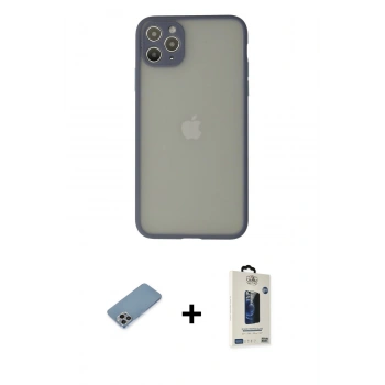 MARSİLYAN™- iPhone 12 Pro Max Kılıf Ahenk Çizgi Serisi - Siyah Bilvis Hayalet Cam Ekran Koruyucu + Shine Kamera Lens Koruma Cam - GI