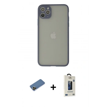 MARSİLYAN™- iPhone 12 Pro Max Kılıf Ahenk Çizgi Serisi - Siyah Bilvis Hayalet Cam Ekran Koruyucu + Shine Kamera Lens Koruma Cam - GD