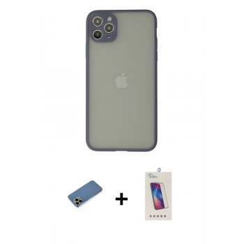 MARSİLYAN™- iPhone 12 Pro Max Kılıf Ahenk Çizgi Serisi - Siyah Joko 5D Cam + Shine Kamera Lens Koruma Cam - GD