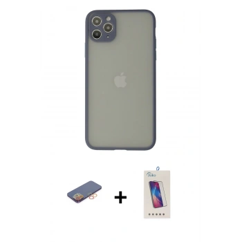 MARSİLYAN™- iPhone 12 Pro Max Kılıf Ahenk Çizgi Serisi - Siyah Joko 5D Cam + Renkli Kamera Lens Koruma Cam - TU