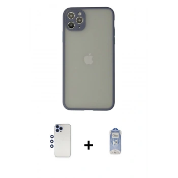 MARSİLYAN™- iPhone 12 Pro Max Kılıf Ahenk Çizgi Serisi - Siyah Joko Magic 5D Cam + Shine Kamera Lens - LT