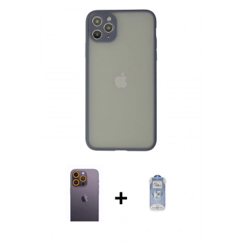 MARSİLYAN™- iPhone 12 Pro Max Kılıf Ahenk Çizgi Serisi - Siyah Joko Magic 5D Cam + Neon Fosforlu Kamera Lens - SI