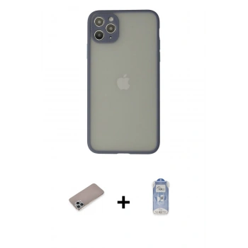 MARSİLYAN™- iPhone 12 Pro Max Kılıf Ahenk Çizgi Serisi - Siyah Joko Magic 5D Cam + Shine Kamera Lens Koruma Cam - SABE
