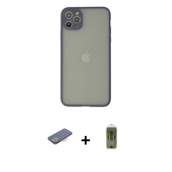 MARSİLYAN™- iPhone 12 Pro Max Kılıf Ahenk Çizgi Serisi - Siyah Joko Magic 5D Hayalet Cam + Renkli Kamera Lens Koruma Cam - PE